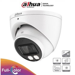 CAMARA DAHUA DOMO FULL COLOR 5 MPX LENTE 3.6 MM IR 40 MTS METAL EXTERIOR HAC-HDW1509TN-A-LED CON MICROFONO STARLIGHT