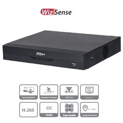 DVR DAHUA 4 CANALES 4k/ WIZSENSE/ H.265+/4 CANALES HDCVI+4 IP /HASTA 8 CANALES IP/ 1CANALES RECONOCIMIENTO FACIAL SMD PLUS/