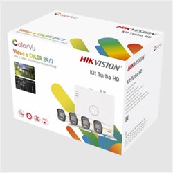 KIT DVR HIKVISION 4 CANALES TURBO HD 1080P/ 4 CAMARAS BALA COLOVU/ FUENTE DE PODER Y ACCESORIOS