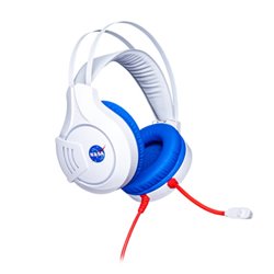 AUDIFONO DIADEMA ALAMBRICO TECHZONE NASA GAMER BLANCO/AZUL RGB 3.5MM/USB C/ MICROFONO