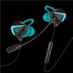 AUDIFONOS VORTRED GAMER CON MICROFONO DESMONTABLE 3.5MM CONTROL DE VOLUMEN INTEGRADO AUDIO DE ALTA DEFINICION NEGRO/AZUL V-93062