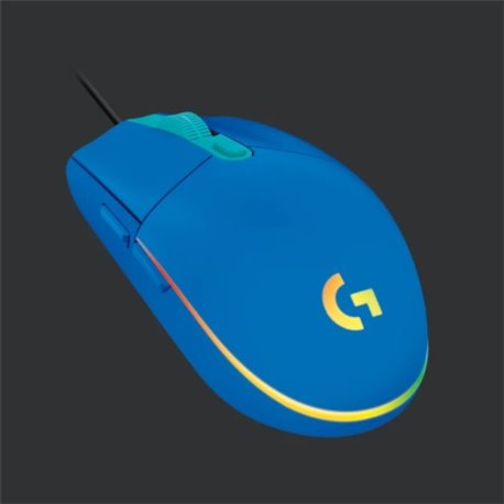 MOUSE LOGITECH GAMING G203 AZUL USB 6 BOTONES LUZ RGB 200/6000 DPI 25G