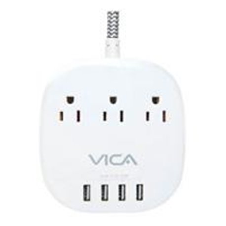 SUPRESOR DE PICOS VICA  PARA ESCRITORIO 3 SALIDAS Y 4 PUERTOS USB