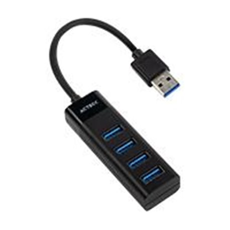 HUB USB-A  PORT X 3 DH425 ACTECK AC-934664 / 4 PUERTOS / USB-3.0 / 30 CM / 5 GBPS / NEGRO