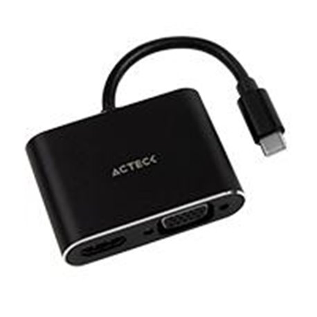 ADAPTADOR ACTECK AV420 / USB C A HDMI + VGA / 4K / NEGRO / AC-934657