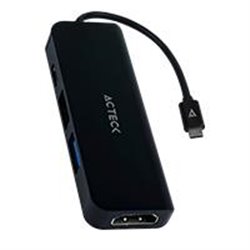 HUB USB C 4 EN 1 ACTECK DH645 / HDMI / 1X USB A 3.1 / 1X USB A 2.0 / USB C / NEGRO / AC-934640