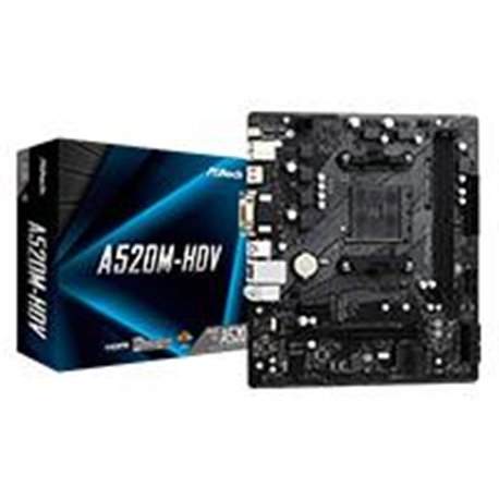 MB ASROCK A520 AMD AM4 / DDR4 4733 / 1 X PCIE 3.0 X16 / D-SUB / DVI-D / HDMI / 6 X USB 3.2 / GAMA BAJA