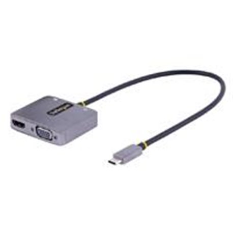 122-USBC-HDMI-4K-VGA ADAPTADOR DE VIDEO USB C, ADAPTADOR MULTIPUERTOS USB C A HDMI VGA CON SALIDA DE AUDIO DE 3.5MM, HDR 4K A 60