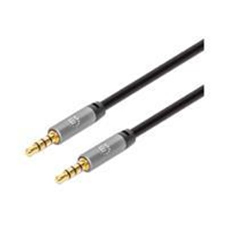355995 CABLE AUDIO,MANHATTAN,355995, ESTEREO 3.5MM M-M 2.0M NEGRO/ALUMINIO PLATEADO