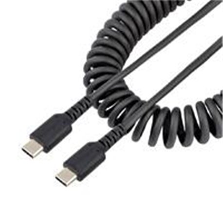 R2CCC-50C-USB-CABLE CABLE DE 50CM DE CARGA USB C A USB C, CABLE USB TIPO C EN ESPIRAL DE CARGA RAPIDA Y SERVICIO PESADO, CABLE U