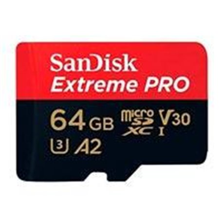 SDSQXCU-064G-GN6MA MEMORIA SANDISK EXTREME PRO 64GB MICRO SDXC 200MB/S 4K CLASE 10 A2 V30 C/ADAPTADOR