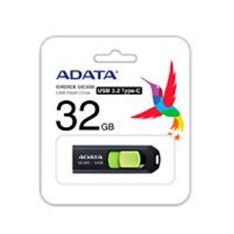 ACHO-UC300-32G-RBK/GN MEMORIA ADATA 32GB USB TIPO C UC300 RETRACTIL NEGRO VERDE