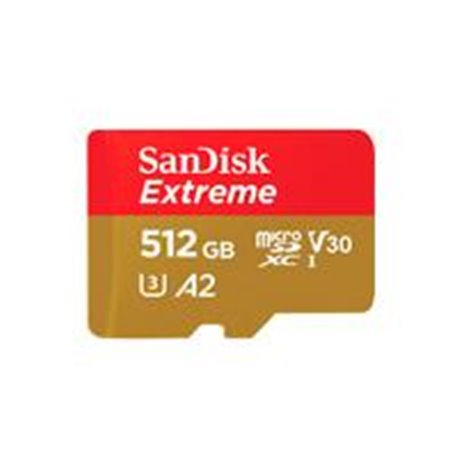SDSQXAV-512G-GN6MA MEMORIA SANDISK EXTREME 512GB MICRO SDXC 190MB/S 4K CLASE 10 A2 V30 C/ADAPTADOR