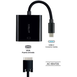 ADAPTADOR ACTECK USB C A VGA SHIFT PLUS AV415 PARA VIDEO MACHO HEMBRA