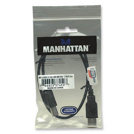 CABLE MANHATTAN USB V2.0 A-B 50CM NEGRO