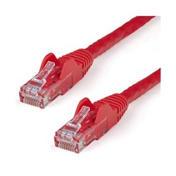 CABLE STARTECH DE 15M ROJO DE RED GIGABIT UTP PATCH CORD CAT6 ETHERNET RJ45 SIN ENGANCHE-SNAGLESS-