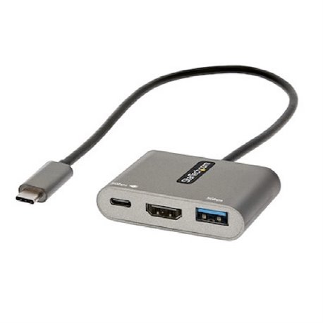 ADAPTADOR STARTECH MULTIPUERTOS USB-C USB TIPO C A HDMI VIDEO DE 4K PD DE 100W PASS THROUGH HUB LADRON USB 3.0 1X USBC 1X USBA
