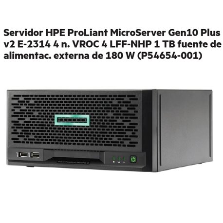 SERVIDOR HP PROLIANT MICROSERVER G10 PLUS V2 XEON E-2314 2.8gHZ 16GB 1TB