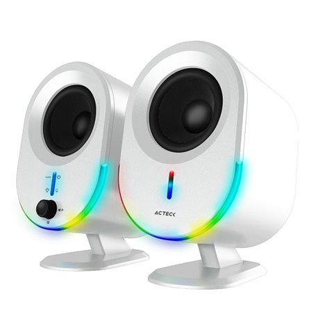 BOCINAS ACTECK EXACT BS630 BLANCO BLUETOOTH 5.0 AUX 3.5MM USB INDICARDOR LED