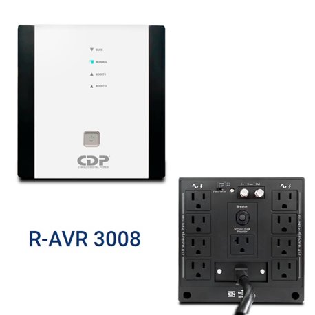REGULADOR CDP R-AVR3008 3000VA/1500W 8 NEMA5-15R Y 1 NEMA NEMA5-20R REGULADAS Y CON SUPRESION 120Vca 50/60Hz