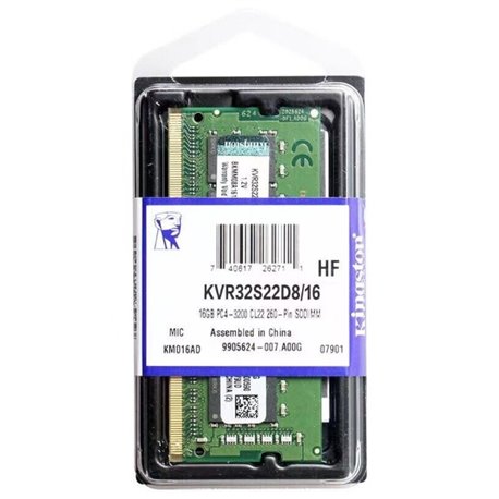 SODIMM KINGSTON 16GB DDR4 3200MHZ NON-ECC CL22 2RX8 KVR32S22D8/16