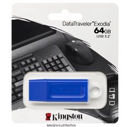 MEMORIA KINGSTON 64GB USB 3.2 GEN 1 EXODIA AZUL KC-U2G64-7GB