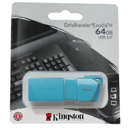 MEMORIA KINGSTON 64GB USB 3.2 GEN 1 EXODIA AQUA AZUL TURQUEZA
