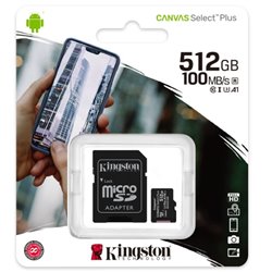 MEMORIA KINGSTON 512GB MICRO SD CANVAS SELECT PLUS 100R/85R CL10 UHS-I