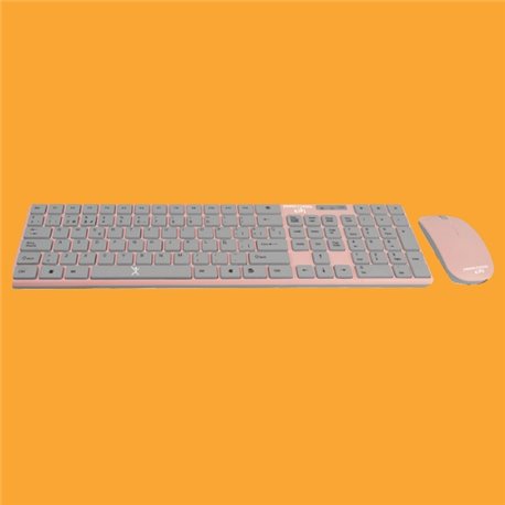 KIT TECLADO Y MOUSE PERFECT CHOICE INALAMBRICO BALLON DPI 1600 ROSA