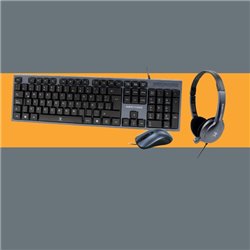 KIT TECLADO MOUSE Y DIADEMA PEFECT CHOICE ALAMBRICO USB DPI 1000 NEGRO