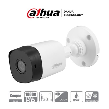 CAMARA DAHUA BULLET 1080P LENTE 2.8MM IR 20 MTS POLICARBONATO EXTERIOR HAC-B1A21-28 100 GDS APERT IP67