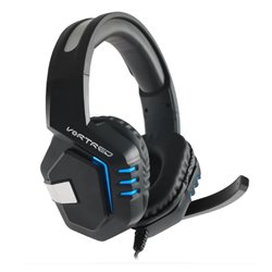 AUDIFONOS DIADEMA GAMER VORTRED ALAMBRICO ONFALL LED 3.5MM USB 1.8 METROS NEGRO