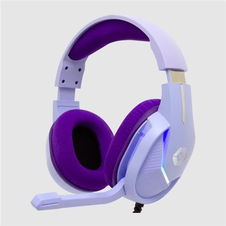 AUDIFONOS DIADEMA GAMER VORTRED ALAMBRICO AXOLOTL RGB 3.5MM USB MORADO