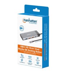 Docking Manhattan 10 puertos 2*HDMI 5*USB-A USB-C RJ45 carga PD