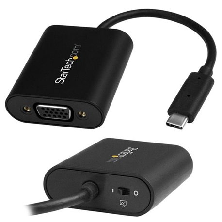 ADAPTADOR STARTECH DE VIDEO EXTERNO USB-C A VGA - CONVERTIDOR USB TIPO C A VGA 1920x1200 CON INTERRUPTOR DE MODO DE PRESENTACION