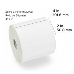 ETIQUETA ZEBRA TD 4INX2IN CENTRO 1IN Z-PERFORM 2000D 10010031