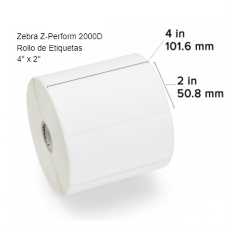 ETIQUETA ZEBRA TD 4INX2IN CENTRO 1IN Z-PERFORM 2000D 10010031