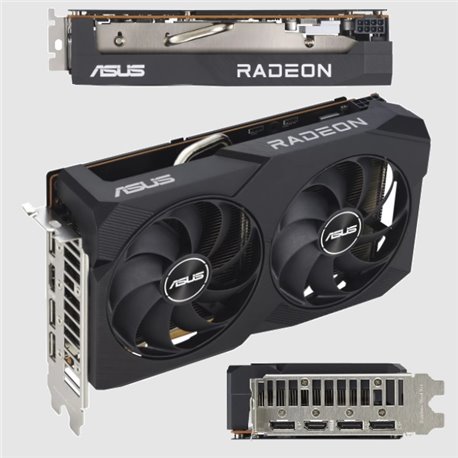 TJ video ASUS 8GB RADEON RX 7600 GDDR6 1xHDMI 3xDP 2xFan DUAL-RX7600-O8G-V2