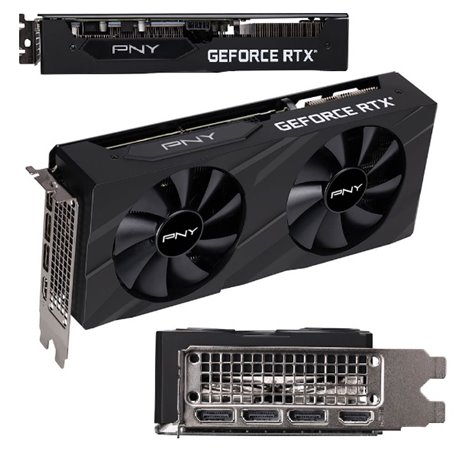TJ video PNY 8GB RTX 3060 TI doble fan GDDR6 1HDMI 3DP 256Bit 1410Mhz PCI Express 4.0 VCG3061T8LDFBPB1
