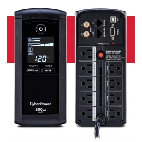 NOBREAK CYBERPOWER 850VA / 510W LCD C/REG TEL/RED/COAX USB