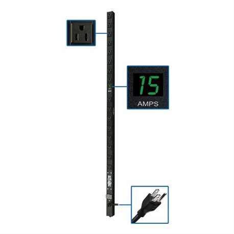 PDU MEDIBLE TRIPPLITE PDUMV15 VERTICAL 1.22m RACK 0U MONOFASICO 1.4kW 120V 16 NEMA 5-15R CON MEDIDOR DIGITAL