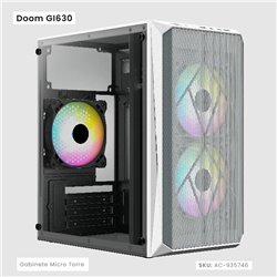 GABINETE ACTECK DOOM GI630 BLANCO FUENTE 500W MICRO TORRE CON CRISTAL 3 VENT