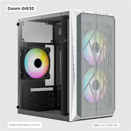 GABINETE ACTECK DOOM GI630 BLANCO FUENTE 500W MICRO TORRE CON CRISTAL 3 VENT