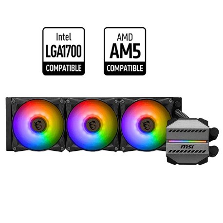 Enfriamiento liquido MSI MAG CORELIQUID M360 ARGB 3xFAN 120mm Compatible AM5/LGA 1700