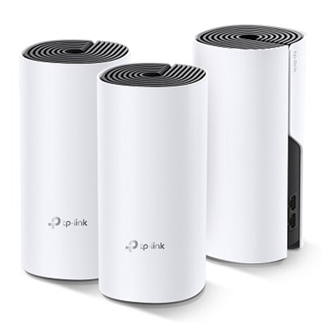 Sistema Deco E4 (3 piezas) TP-Link Mesh Wi-Fi AC1200 (2 puertos RJ45 10/100 por pieza) MU-MIMO Beamforming