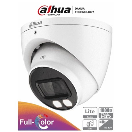 CAMARA DAHUA DOMO FULL COLOR 2MPX LENTE 3.6 MM IR 40 MTS METAL- PLASTICO EXTERIOR HAC-HDW1239T-A-LED 107 GDOS APERT STARLIGHT