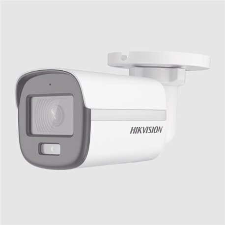 Camara Hikvision Bullet Turbo 2 Mpx Lente 2.8 mm Ir 20 mts Metalica Exterior DS-2CE10DF0T-LFS Microfono Integrado Dual Light