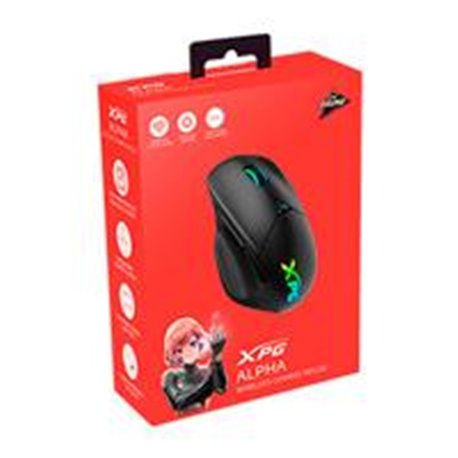 MOUSE XPG ALPHA WIRELESS SWITCH OMRON PIXART PAW 3335 16000 DPI 400 IPS RGB 6 BOTONES USB TIPO C BLUETOOTH INALAMBRICO 2.4G NEGR