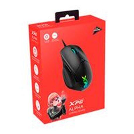MOUSE XPG ALPHA SWITCH OMRON PIXART PAW 3335 16000 DPI 400 IPS RGB 6 BOTONES USB TIPO C NEGRO GAMER