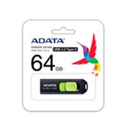 MEMORIA ADATA 64GB USB TIPO C UC300 RETRACTIL NEGRO VERDE